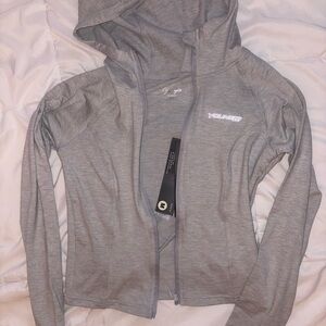 YoungLA Women's Light Gray Zip-Up Hoodie Jacket